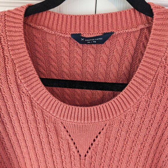 Salmon knit scoop neck sweater XL - Picture 2 of 9